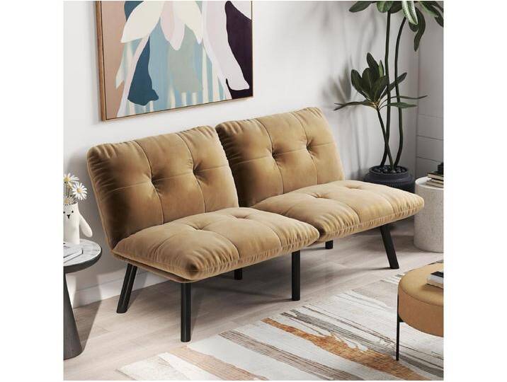 2-Sitzer Schlafsofa aus braunem Samt mit verstellbarer Rückenlehne - modernes Design von Kauf-Unique Marketplace
