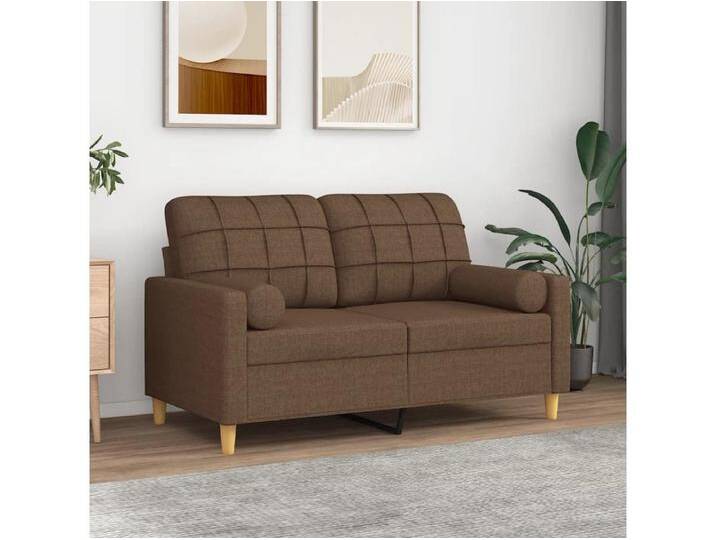 2-Sitzer-Sofa Wohnzimmersofa mit Zierkissen Braun 120 cm Stoff -gkd507629 von Kauf-Unique Marketplace