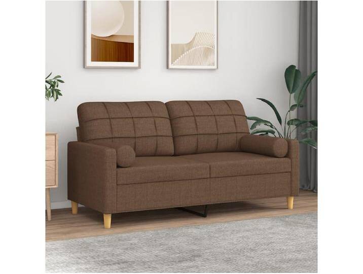 2-Sitzer-Sofa Wohnzimmersofa mit Zierkissen Braun 140 cm Stoff -gkd190763 von Kauf-Unique Marketplace