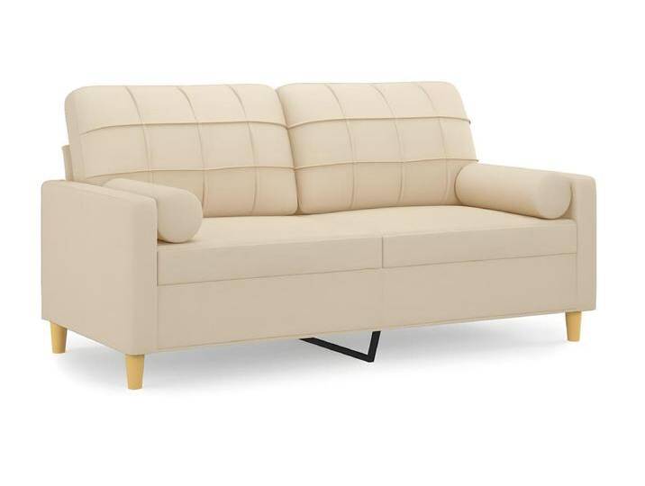 2-Sitzer-Sofa Wohnzimmersofa mit Zierkissen Creme 140 cm Stoff -gkd885354 von Kauf-Unique Marketplace
