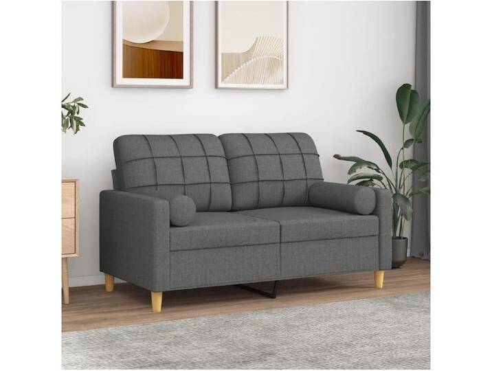 2-Sitzer-Sofa Wohnzimmersofa mit Zierkissen Dunkelgrau 120 cm Stoff -gkd125127 von Kauf-Unique Marketplace