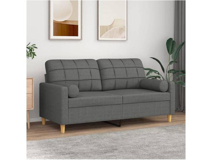 2-Sitzer-Sofa Wohnzimmersofa mit Zierkissen Dunkelgrau 140 cm Stoff -gkd622215 von Kauf-Unique Marketplace