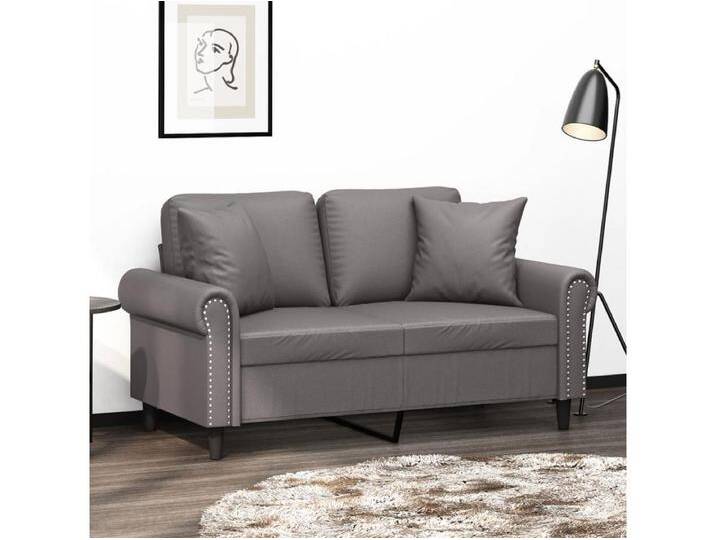 2-Sitzer-Sofa Wohnzimmersofa mit Zierkissen Grau 120 cm Kunstleder -gkd329679 von Kauf-Unique Marketplace