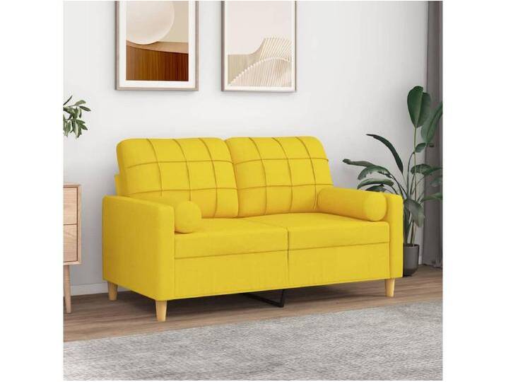 2-Sitzer-Sofa Wohnzimmersofa mit Zierkissen Hellgelb 120 cm Stoff -gkd938842 von Kauf-Unique Marketplace
