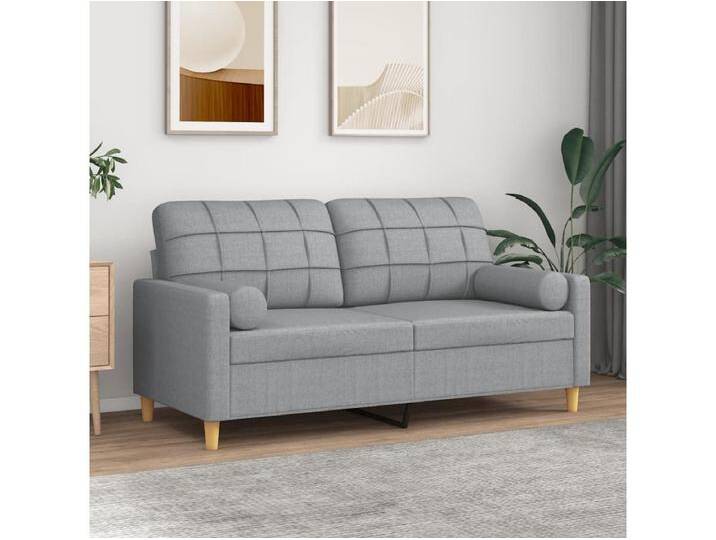 2-Sitzer-Sofa Wohnzimmersofa mit Zierkissen Hellgrau 140 cm Stoff -gkd353622 von Kauf-Unique Marketplace