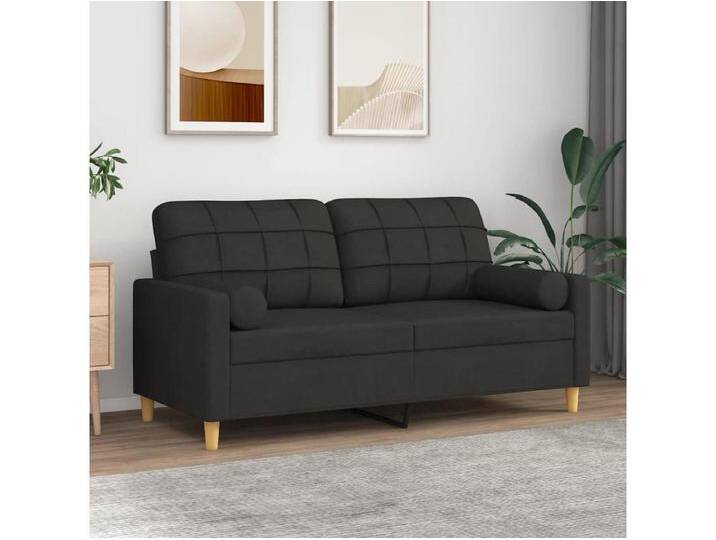 2-Sitzer-Sofa Wohnzimmersofa mit Zierkissen Schwarz 140 cm Stoff -gkd114626 von Kauf-Unique Marketplace