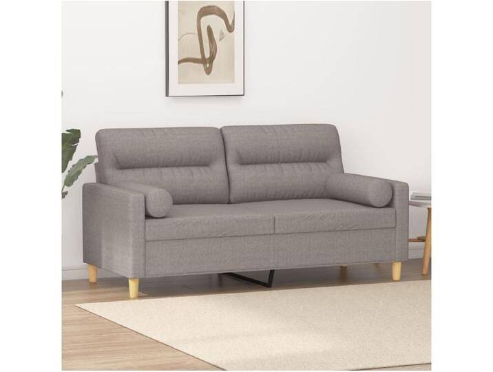 2-Sitzer-Sofa Wohnzimmersofa mit Zierkissen Taupe 140 cm Stoff -gkd456109 von Kauf-Unique Marketplace