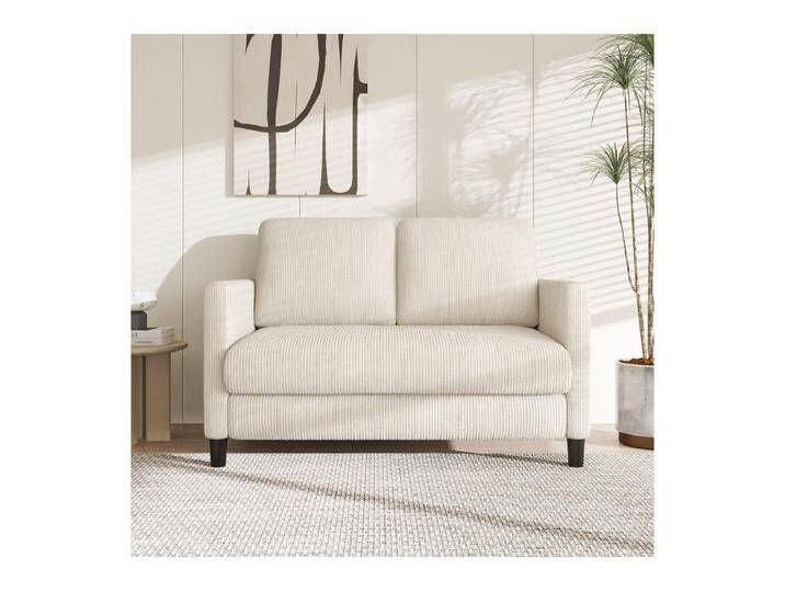 2-Sitzer Sofa bequem in Rippensamt Beige - 58cm Sitztiefe - max. Belastung 300kg - 129x78x89cm von Kauf-Unique Marketplace