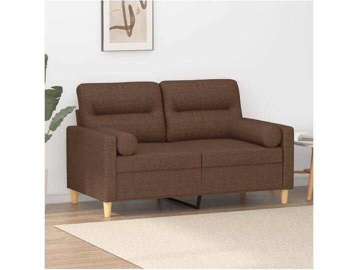 2-Sitzer-Sofa mit Zierkissen Braun 120 cm Stoff von Kauf-Unique Marketplace