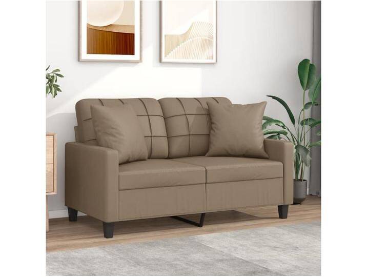 2-Sitzer-Sofa mit Zierkissen Cappuccino-Braun 120 cm Kunstleder von Kauf-Unique Marketplace