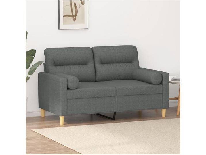 2-Sitzer-Sofa mit Zierkissen Dunkelgrau 120 cm Stoff von Kauf-Unique Marketplace