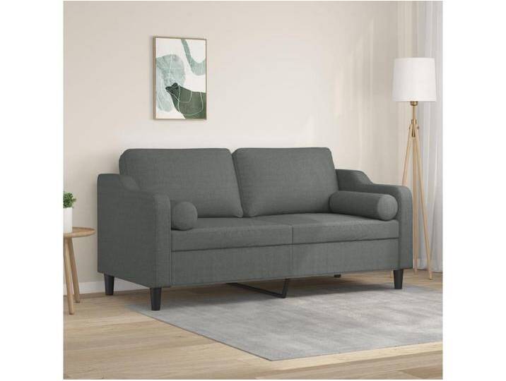 2-Sitzer-Sofa mit Zierkissen Dunkelgrau 140 cm Stoff von Kauf-Unique Marketplace