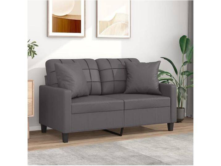 2-Sitzer-Sofa mit Zierkissen Grau 120 cm Kunstleder von Kauf-Unique Marketplace