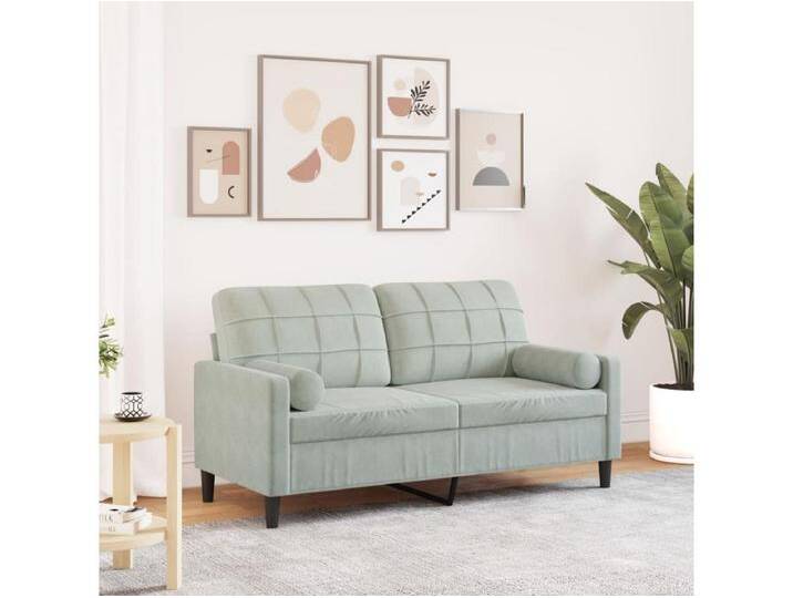 2-Sitzer-Sofa mit Zierkissen Hellgrau 140 cm Samt von Kauf-Unique Marketplace