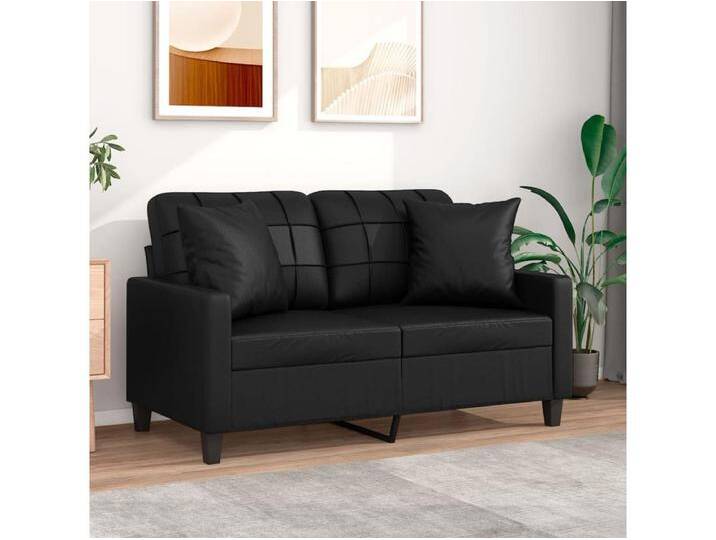 2-Sitzer-Sofa mit Zierkissen Schwarz 120 cm Kunstleder von Kauf-Unique Marketplace