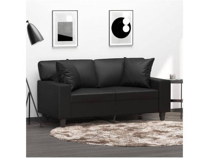 2-Sitzer-Sofa mit Zierkissen Schwarz 120 cm Kunstleder von Kauf-Unique Marketplace