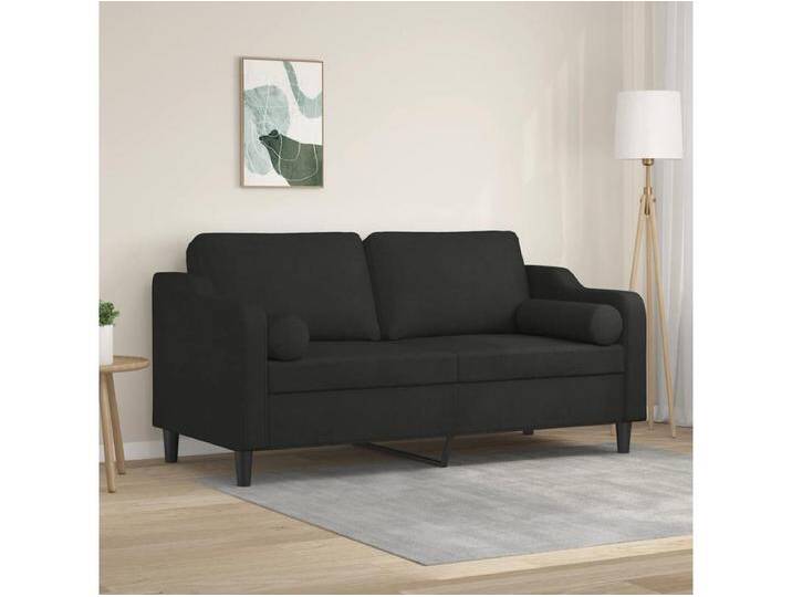 2-Sitzer-Sofa mit Zierkissen Schwarz 140 cm Stoff von Kauf-Unique Marketplace