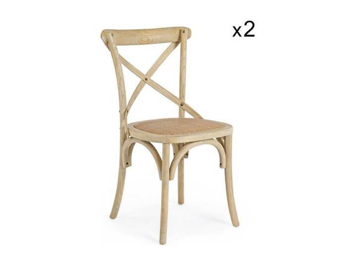 2 Stühle aus Ulme natur und Rattan natur - CROSS von Kauf-Unique Marketplace