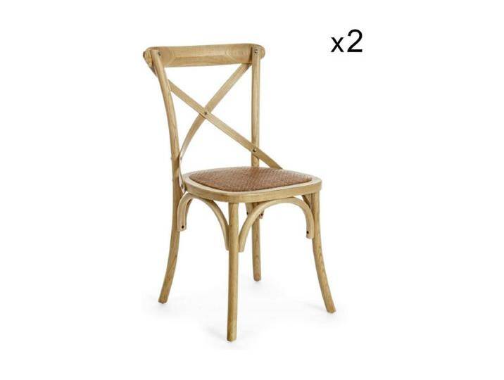 2 Stühle aus braunem Ulmenholz und natürlichem Rattan - CROSS von Kauf-Unique Marketplace