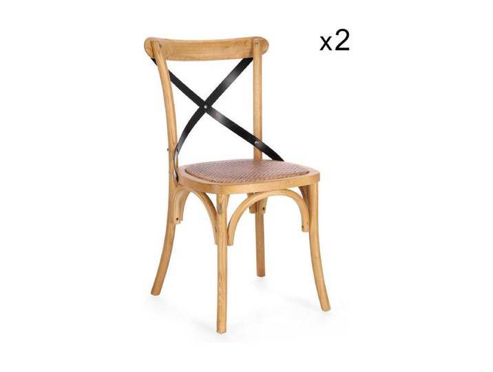 2 Stühle aus natürlichem Ulmenholz und schwarzen Stahllatten - CROSS METAL von Kauf-Unique Marketplace