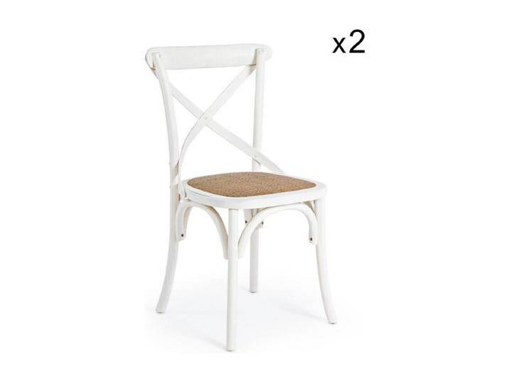 2 Stühle aus weißem Ulmenholz und natürlichem Rattan - CROSS von Kauf-Unique Marketplace
