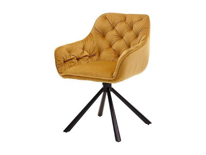 2 Stühle mit Armlehnen in Goldfarben Samt Schwarz (2er Set) von Kauf-Unique Marketplace