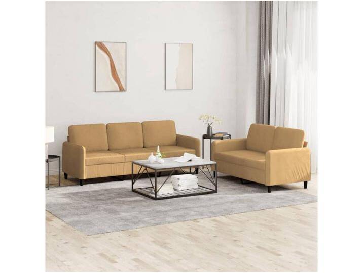 2-tlg. Sofagarnitur Braun Samt von Kauf-Unique Marketplace