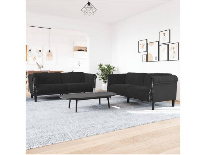 2-tlg. Sofagarnitur Schwarz Samt 2-tlg. Sofagarnitur Schwarz Samt von Kauf-Unique Marketplace