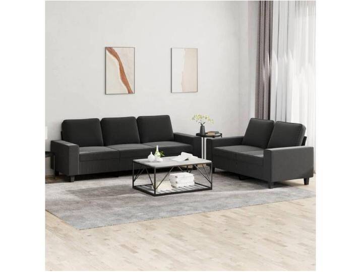 2-tlg. Sofagarnitur Schwarz Stoff von Kauf-Unique Marketplace