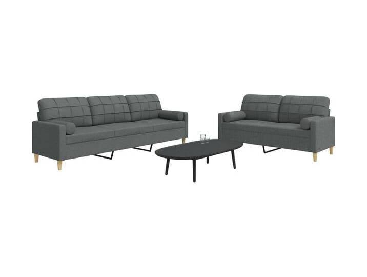 2-tlg. Sofagarnitur mit Dekokissen Dunkelgrau Stoff 2-tlg. Sofagarnitur mit Dekokissen Dunkelgrau Stoff von Kauf-Unique Marketplace