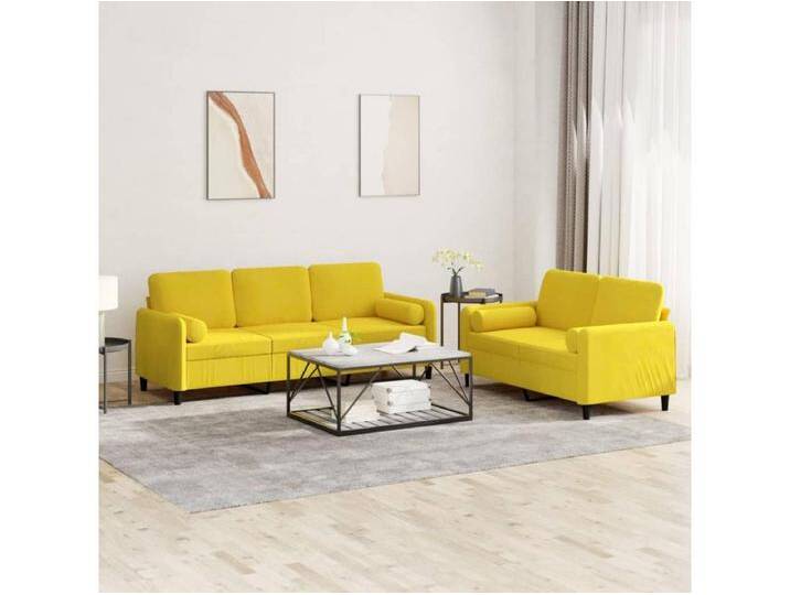 2-tlg. Sofagarnitur mit Kissen Gelb Samt 2-tlg. Sofagarnitur mit Kissen Gelb Samt von Kauf-Unique Marketplace