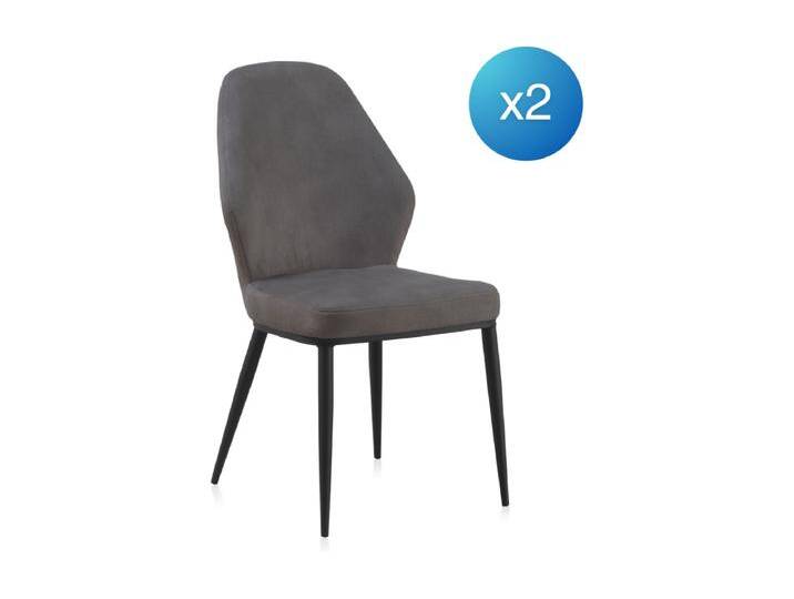 2er-Pack dunkelgraue Polsterstühle mit schwarzen Metallbeinen von Kauf-Unique Marketplace