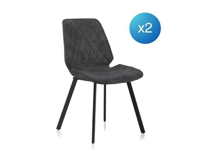 2er-Pack dunkelgraue Polsterstühle mit schwarzen Metallbeinen von Kauf-Unique Marketplace