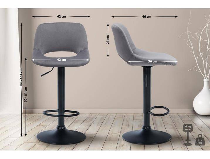 2er Set Barhocker Camden Samt schwarz von Kauf-Unique Marketplace