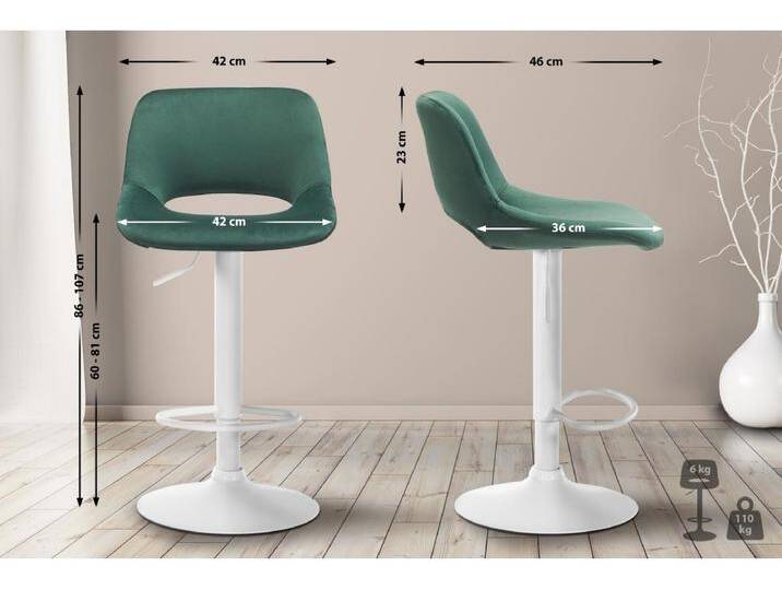2er Set Barhocker Camden Samt wei� von Kauf-Unique Marketplace