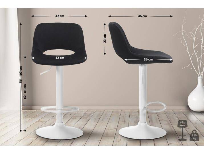 2er Set Barhocker Camden Samt wei� von Kauf-Unique Marketplace
