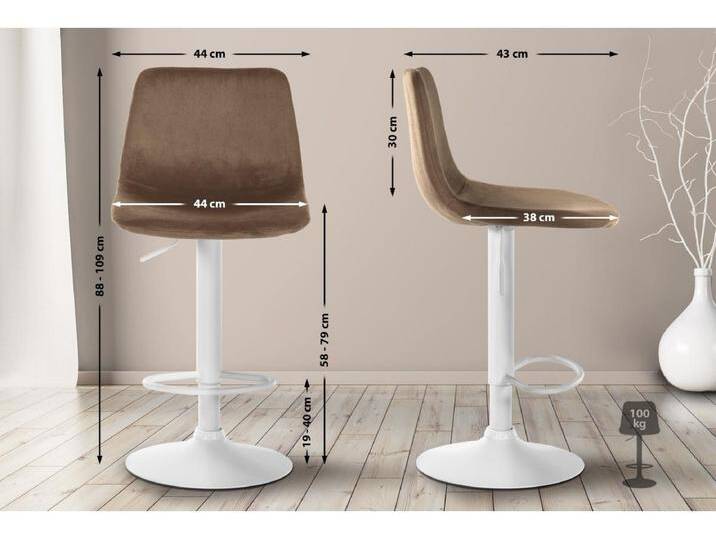 2er Set Barhocker Divo Samt Wei� von Kauf-Unique Marketplace