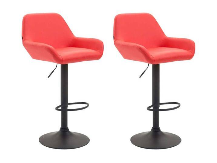 2er Set Barhocker - Kunstleder (PVC) & Metall matt schwarz - rot - Braga von Kauf-Unique Marketplace