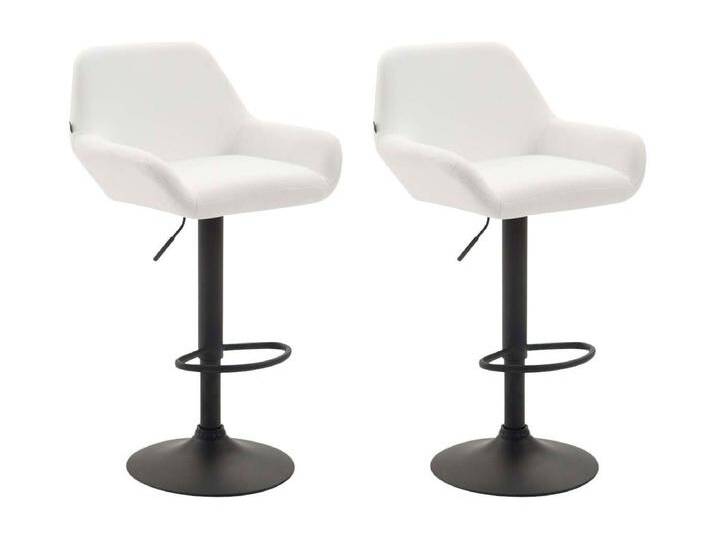 2er Set Barhocker - Kunstleder (PVC) & Metall matt schwarz - weiß - Braga von Kauf-Unique Marketplace