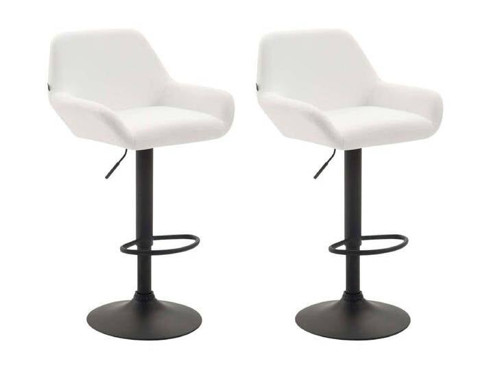 2er Set Barhocker - Kunstleder (PVC) & Metall matt schwarz - weiß - Braga von Kauf-Unique Marketplace