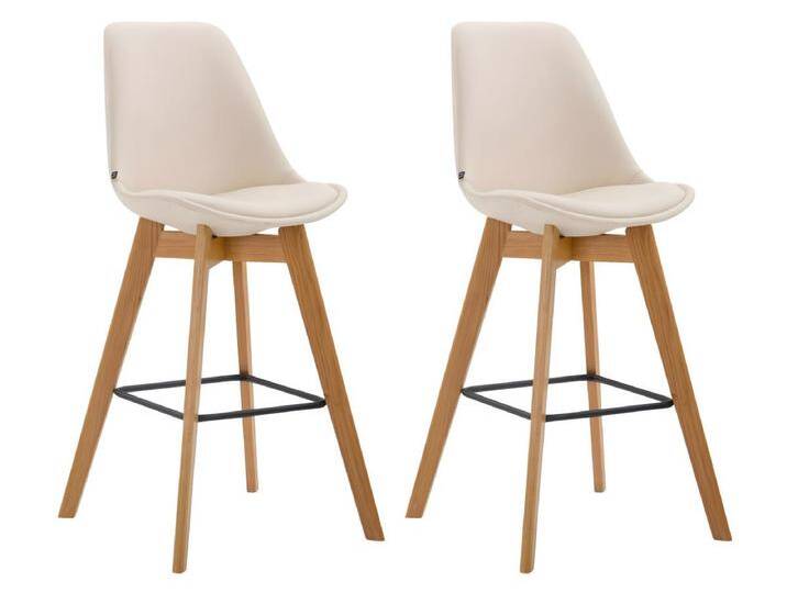 2er Set Barhocker - Kunstleder & Holz - creme - Metz von Kauf-Unique Marketplace