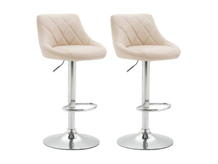 2er Set Barhocker - Kunstleder & Metall in Chromoptik - creme - Lazio von Kauf-Unique Marketplace