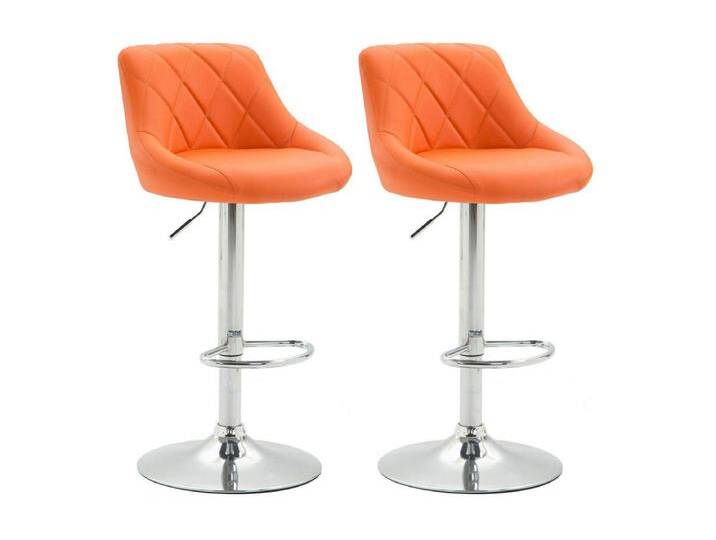 2er Set Barhocker - Kunstleder & Metall in Chromoptik - orange - Lazio von Kauf-Unique Marketplace