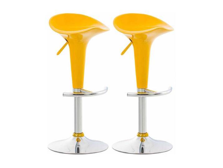 2er Set Barhocker - Kunststoff & Metall in Chromoptik - gelb - Saddle von Kauf-Unique Marketplace