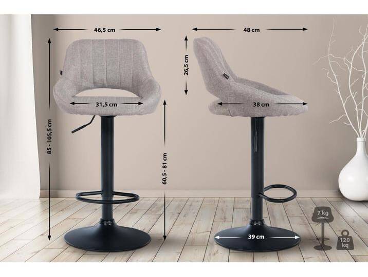 2er Set Barhocker Milet Stoff B von Kauf-Unique Marketplace