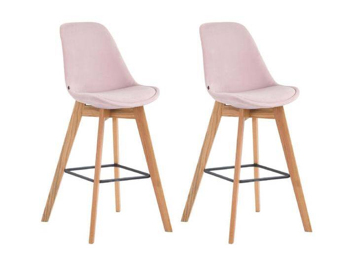 2er Set Barhocker - Samt & Holz - pink - Metz von Kauf-Unique Marketplace