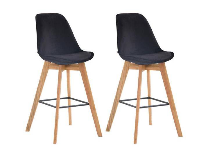 2er Set Barhocker - Samt & Holz - schwarz - Metz von Kauf-Unique Marketplace
