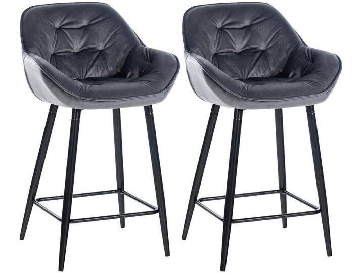 2er Set Barhocker - Samt & Metall matt schwarz - dunkelgrau - Gibson 76 2er Set Barhocker - Samt & Metall matt schwarz - dunkelgrau - Gibson 76 von Kauf-Unique Marketplace
