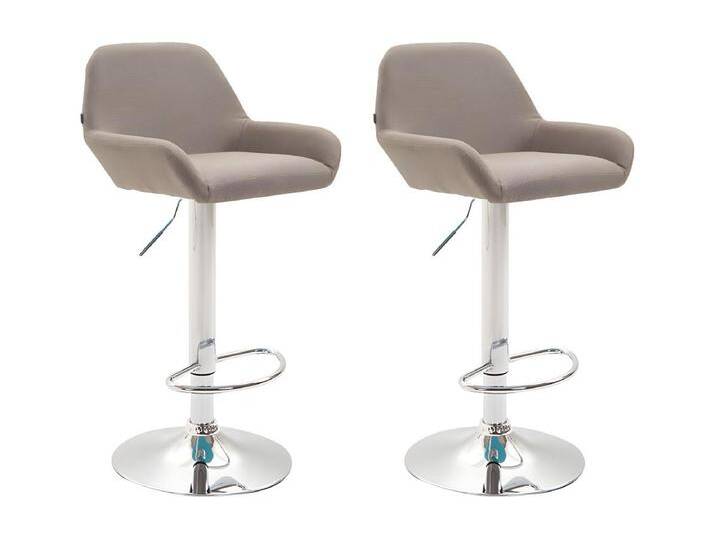 2er Set Barhocker - Stoff & Metall in Chromoptik - taupe - Braga von Kauf-Unique Marketplace