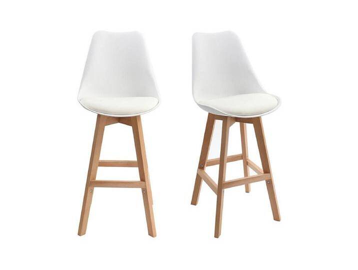 2er-Set Design-Barhocker Weiß und Holz 65 cm PAULINE von Kauf-Unique Marketplace